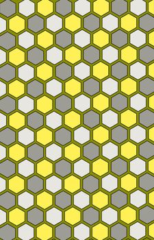 Honeycomb pattern. Illustration. Colors: gray yellow and white