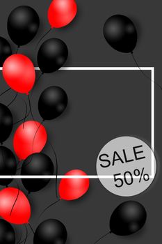 Black friday sale background with balloons. Modern design. Universal background for poster, banners, flyers, card. Illustration. Pattern