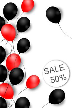 Black friday sale background with balloons. Modern design. Universal background for poster, banners, flyers, card. Illustration. Pattern