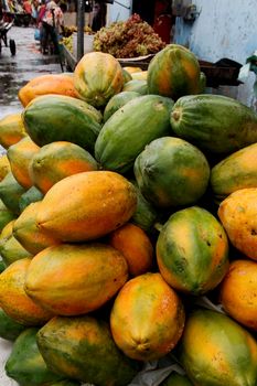 salvador, bahia, / brazil - april 18, 2013: papaya for sale at the Sao Joaquim fair in the city of Salvador.
