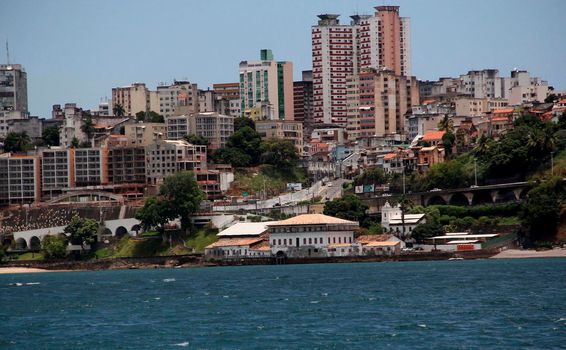 salvador, bahia / brazil - december 9, 2013: View of Baía de Todos os Santos where you can see the neighborhood of Contorno in the city of Salvador.


