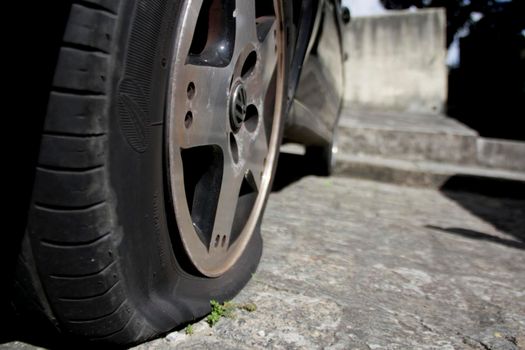 salvador, bahia / brazil - january 13, 2015: empty vehicle tire, requiring calibration.
 