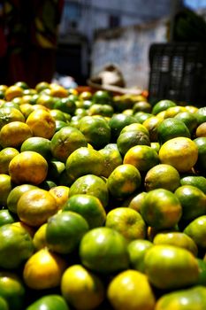 salvador, bahia / brazil - september14, 2014: tangerines are seen for sale at an open market in the city of Salvador.


