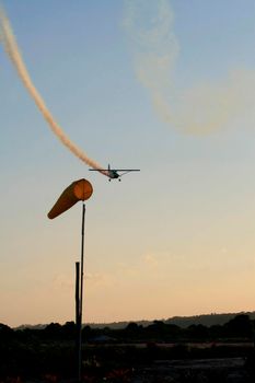 porto seguro, bahia / brazil - october 25, 2008: Small aircraft is seen during maneuvers at an air show with experimental aircraft in the city of Porto Seguro.

 