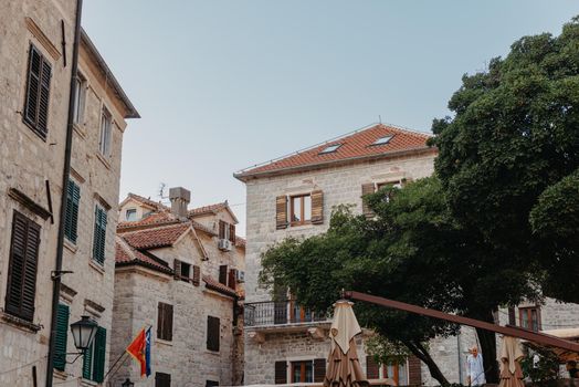 Ancient europian architecture. street in old town of Italy, Montenegro, Greece etc.