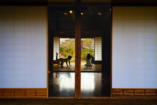 Kids playing with old people. Shooting Location: Tokyo metropolitan area