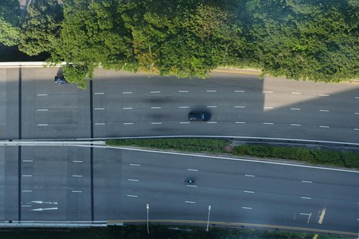top view of cars on road in singapore ,
