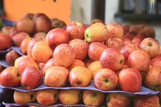 salvador, bahia, brazil - april 30, 2022: red apple for sale on display at a stall at the Sao Joaquim fair in the city of Salvador.