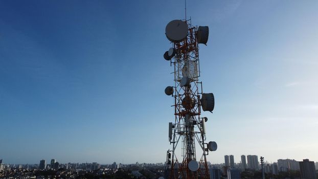salvador, bahia, brazil - november 20, 2021: mobile phone and telecommunication tower in the Cabula neighborhood in the city of Salvador.