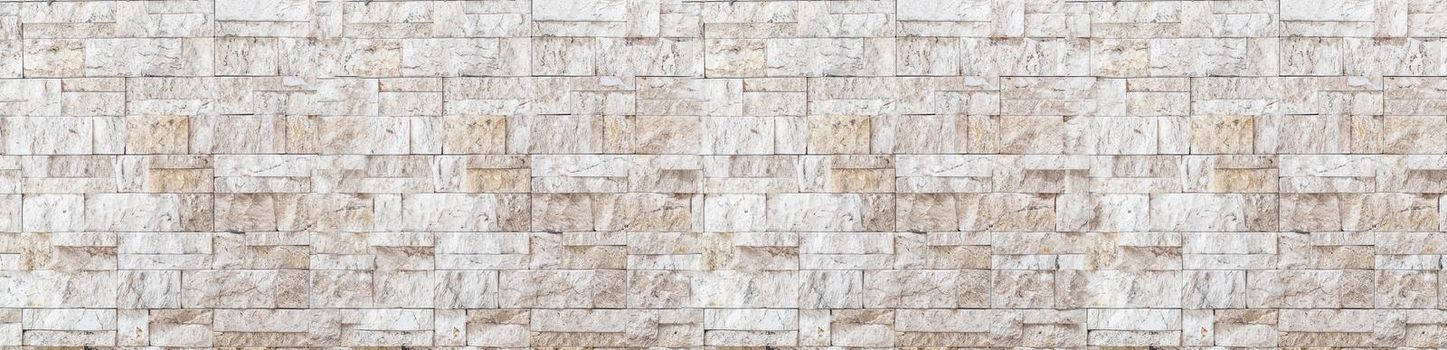 Panoramic Wide angle brown white beige travertine wall brick wall art concrete or stone texture background