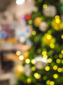 Colorful blur light hexagon bokeh background. Abstract Christmas festival defocused background.