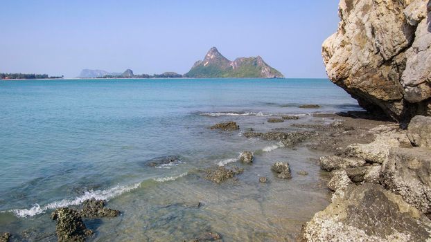 horizon scenic Calm sea view blue water in ocean with blue sky in daytime landscape travel vacation holiday.