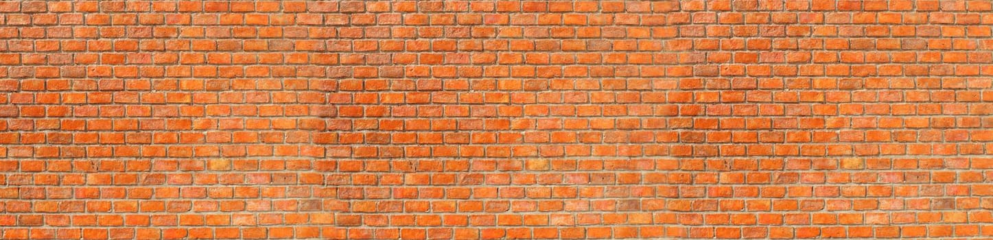 Panoramic Wide angle Vintage orange brick architecture wall material texture Background