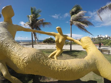 salvador, bahia / brazil - april 9, 2018: Sculpture is seen at the Costa Azul Park in Salvador.