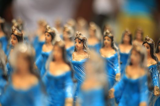 salvador, bahia, brazil - fevereiro 2, 2016: sculpture of the Orixa Yemanja, Candomble deity on a beach in the city of Salvador.