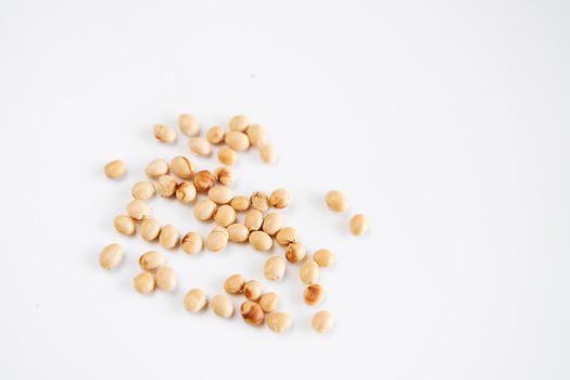 Flat lay microgreen seeds on white background.