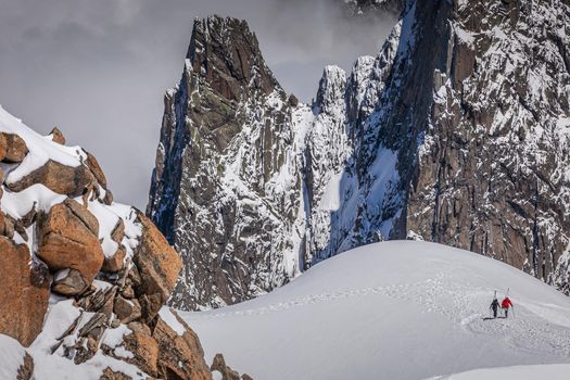Mont Blanc Massif ice cap in Haute Savoie, Chamonix, French Alps, Eastern France