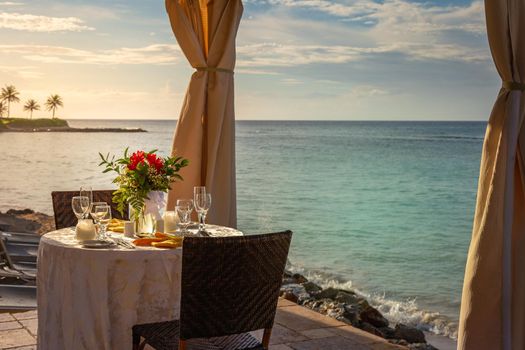 Romantic dinner: table for two and Beach with gazebo, Montego Bay, Jamaica