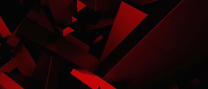 Abstract Luxurious Geometric Chaos Trendy Futuristic Dark Red Abstract Background 3D Illustration