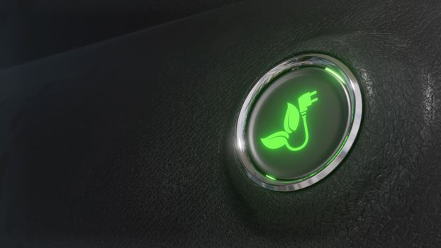 Push button starting electric vehicle charging concept 3d render