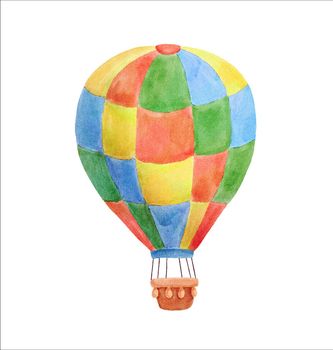 Watercolor illustration hot air balloon isolated on white background.