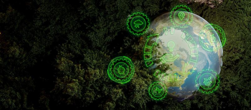 Earth Friendly Environmental Awareness Concept With Eco Icons Illustrative 3D Rendering