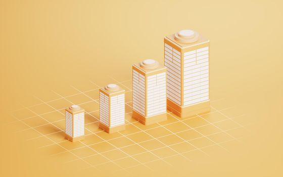 3D model city buildings, 3d rendering. Computer digital drawing.