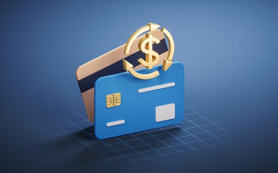 Bank card with investment concept, 3d rendering. Computer digital drawing.