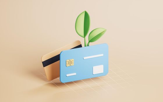 Bank card with investment concept, 3d rendering. Computer digital drawing.