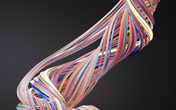 Abstract flowing curve lines, 3d rendering. Computer digital drawing.