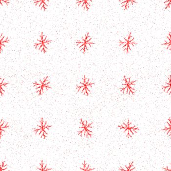 Hand Drawn Snowflakes Christmas Seamless Pattern. Subtle Flying Snow Flakes on chalk snowflakes Background. Astonishing chalk handdrawn snow overlay. Ecstatic holiday season decoration.