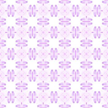 Textile ready imaginative print, swimwear fabric, wallpaper, wrapping. Purple tempting boho chic summer design. Striped hand drawn design. Repeating striped hand drawn border.