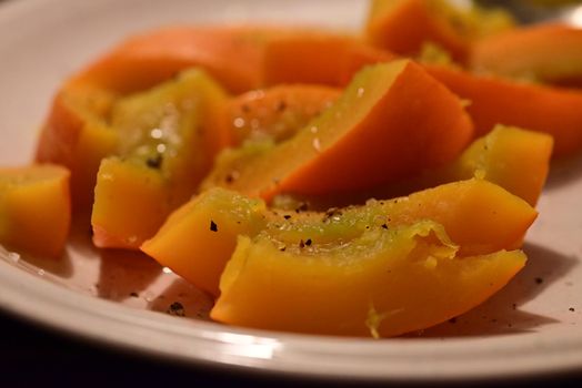 Cooked hokkaido on a plate as a close-up