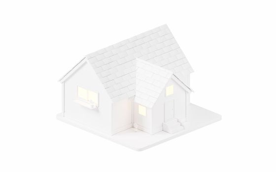 3D cartoon house, residence house, 3d rendering. Computer digital drawing.