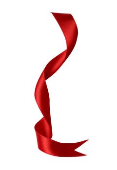 close up of a red ribbon bow on white background