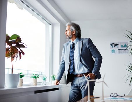 Portrait of a smart inteligent senior businessman in office