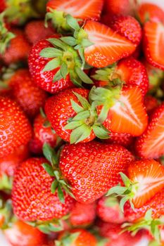 Fresh ripe delicious strawberries in bowl healthy food and vegetarian