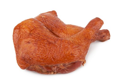 Smoked chicken thighs isolated on a white background