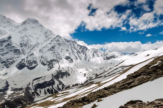 Beautiful winter landscape with snowy mountains