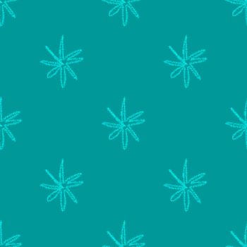 Hand Drawn Snowflakes Christmas Seamless Pattern. Subtle Flying Snow Flakes on chalk snowflakes Background. Adorable chalk handdrawn snow overlay. Fresh holiday season decoration.