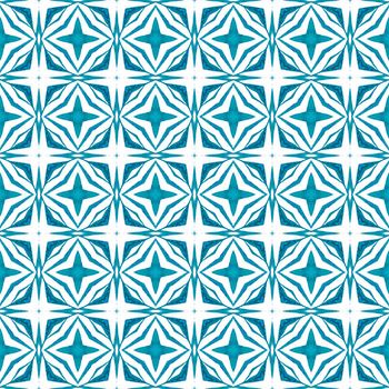 Medallion seamless pattern. Blue fantastic boho chic summer design. Textile ready marvelous print, swimwear fabric, wallpaper, wrapping. Watercolor medallion seamless border.