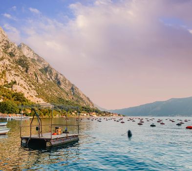 Oyster farm in the Bay of Kotor, Montenegro. High quality photo