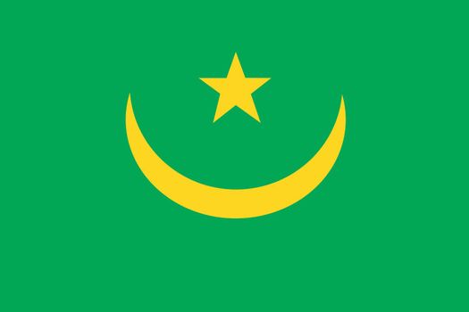 A Mauritania flag background illustration green yellow star crescent moon