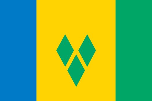 A Saint Vincent and The Grenadines flag background illustration blue yellow green stripes diamonds
