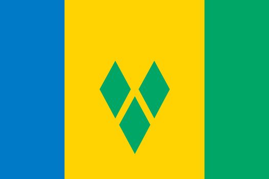 A Saint Vincent and The Grenadines flag background illustration blue yellow green stripes diamonds