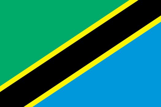 A Tanzania Flag blue black yellow horizontal stripe green blue background illustration