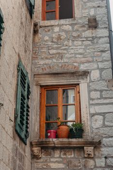 Ancient europian architecture. street in old town of Italy, Montenegro, Greece etc.