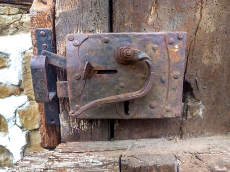 Old door lock. Close up