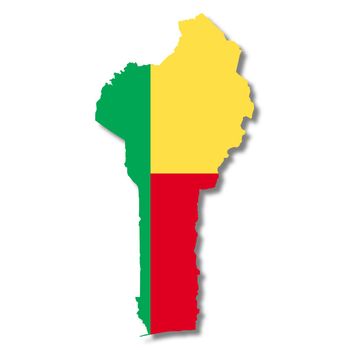 A Benin flag map on white background 3d illustration with clipping path