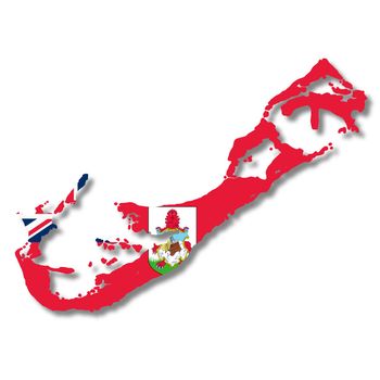 A Bermuda flag map on white background 3d illustration with clipping path